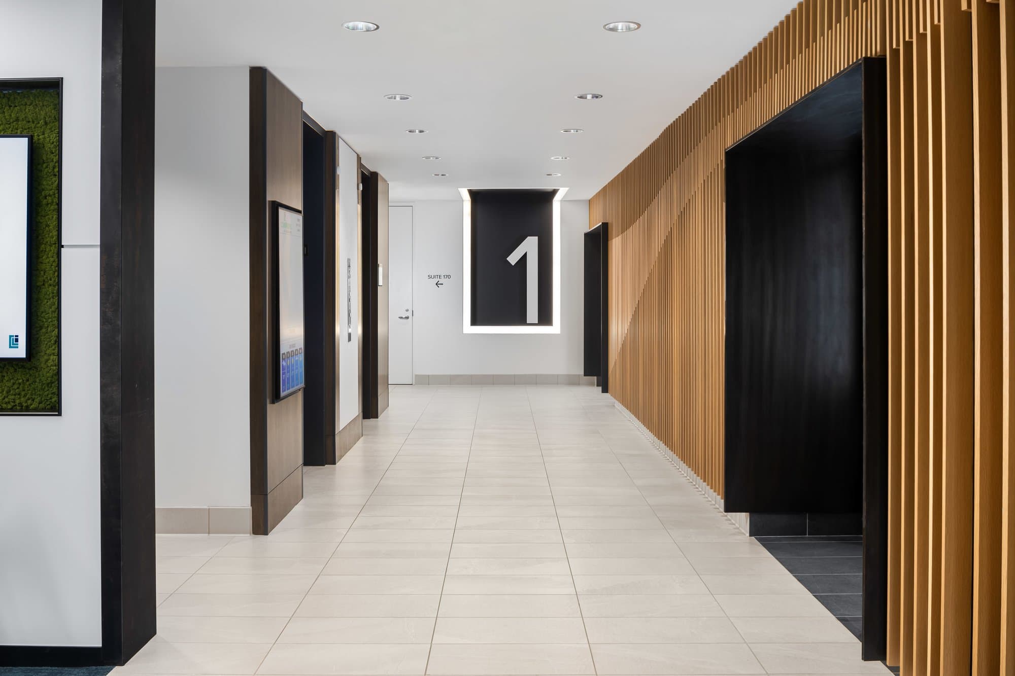first-floor hallway in a commercial office space