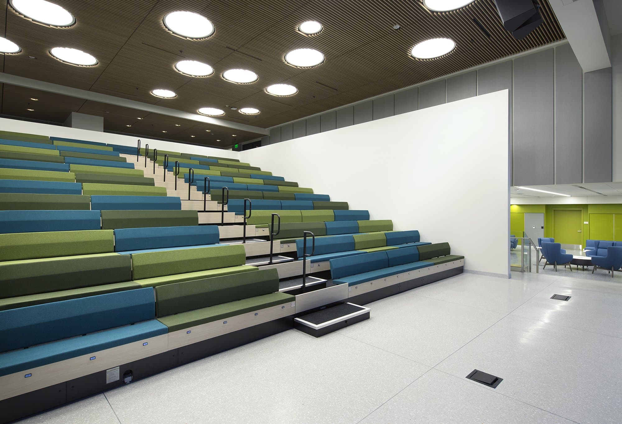 Looking up towards auditorium seating.